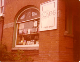 Close up of exterior of the Toronto Women's Bookstore sign, Toronto