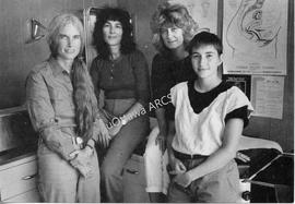 Carolyn Egan, Shelley Glazer, Janis Tripp and Barbara Lamb posing in a medical clinic room in Nor...