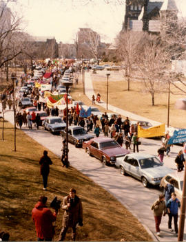 I.W.D 1983 march view from afar of the procession in the street