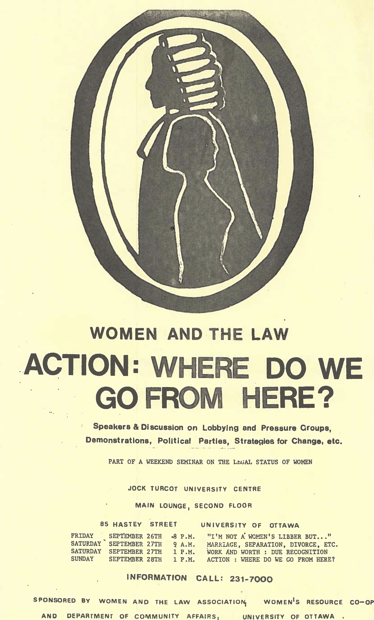 poster advertising Women and the Law summer workshops